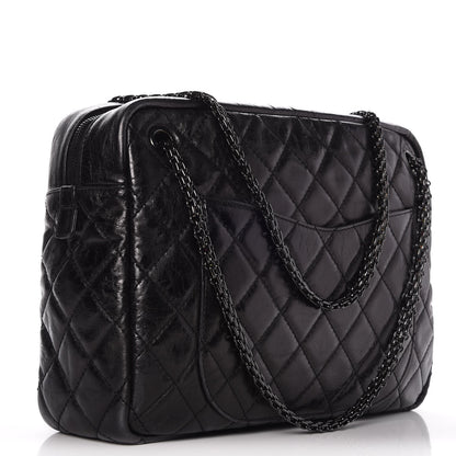 Chanel Metallic Aged Calfskin Quilted Large Reissue Camera Case Black 3 of 10