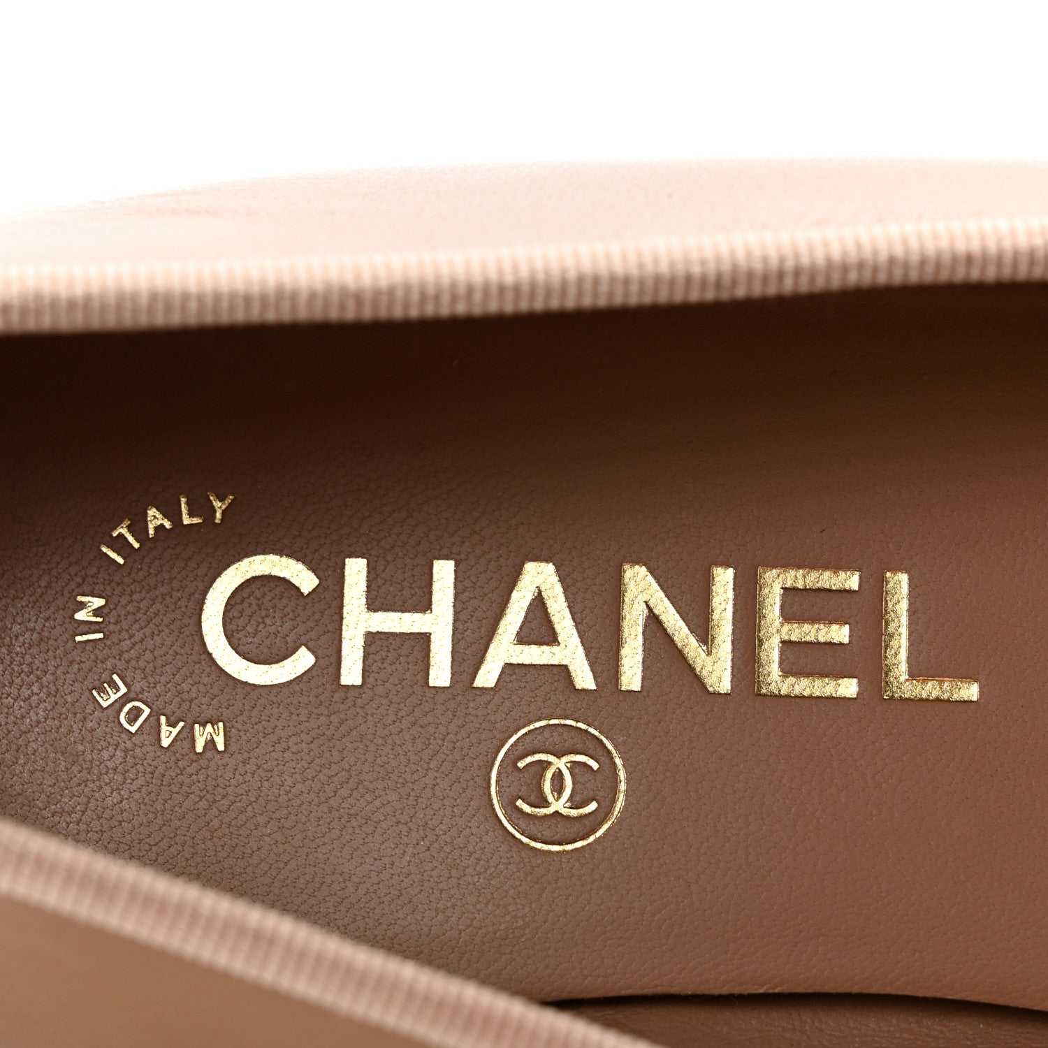 Chanel Lambskin Cap Toe CC Ballerina Flats 38.5 Beige Black 8 of 10