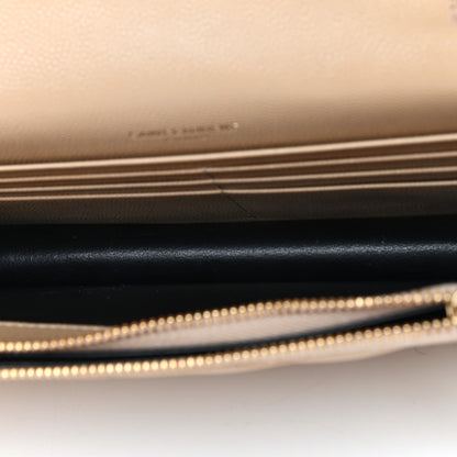 Saint Laurent Grain De Poudre Matelasse Chevron Monogram Envelope Chain Wallet Nude Powder 7 of 9