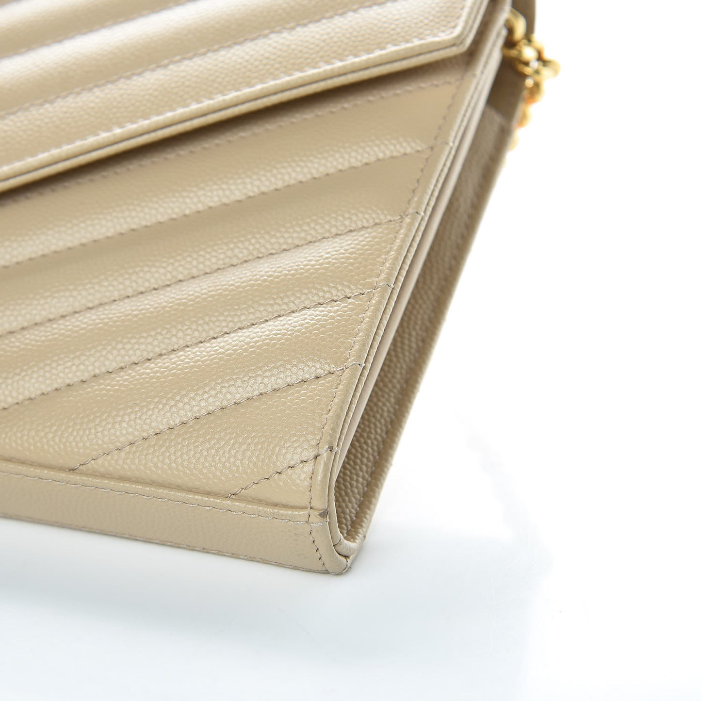 Grain De Poudre Matelasse Chevron Monogram Chain Wallet Nude Powder