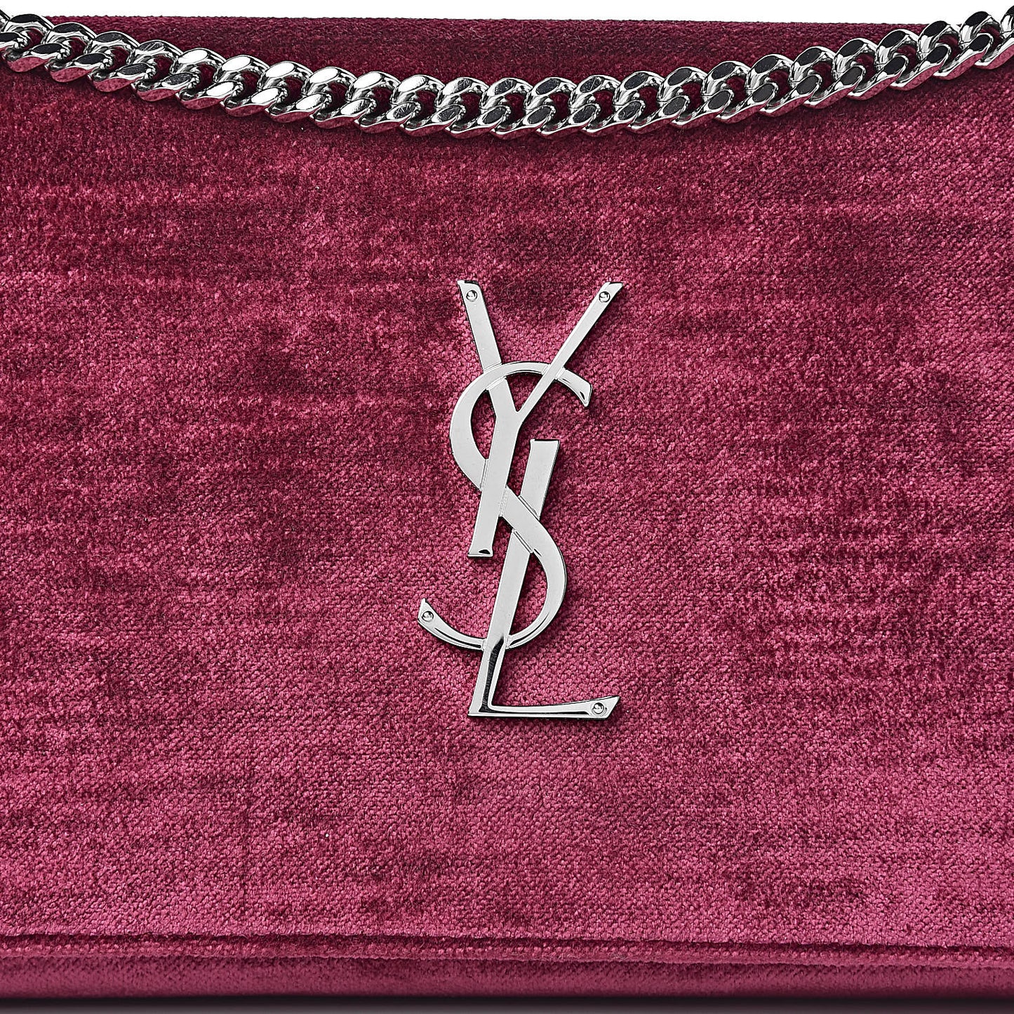 Textured Velour Monogram Chain Wallet Rose Wine