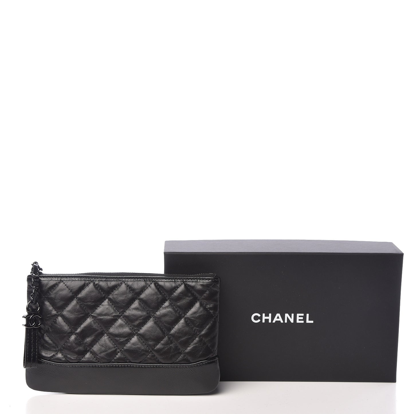 Aged Calfskin Quilted Small Gabrielle Pouch So Black