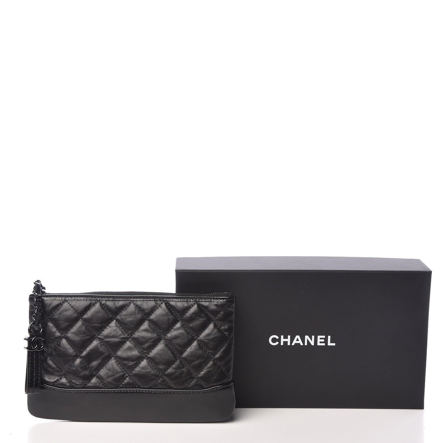 Chanel Aged Calfskin Quilted Small Gabrielle Pouch So Black 9 of 9