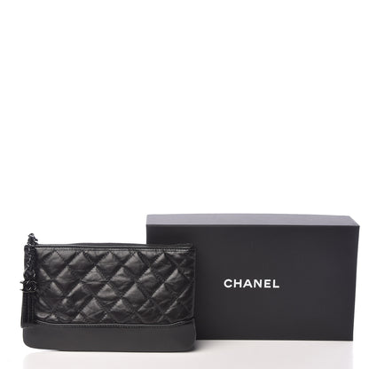 Chanel Aged Calfskin Quilted Small Gabrielle Pouch So Black 9 of 9