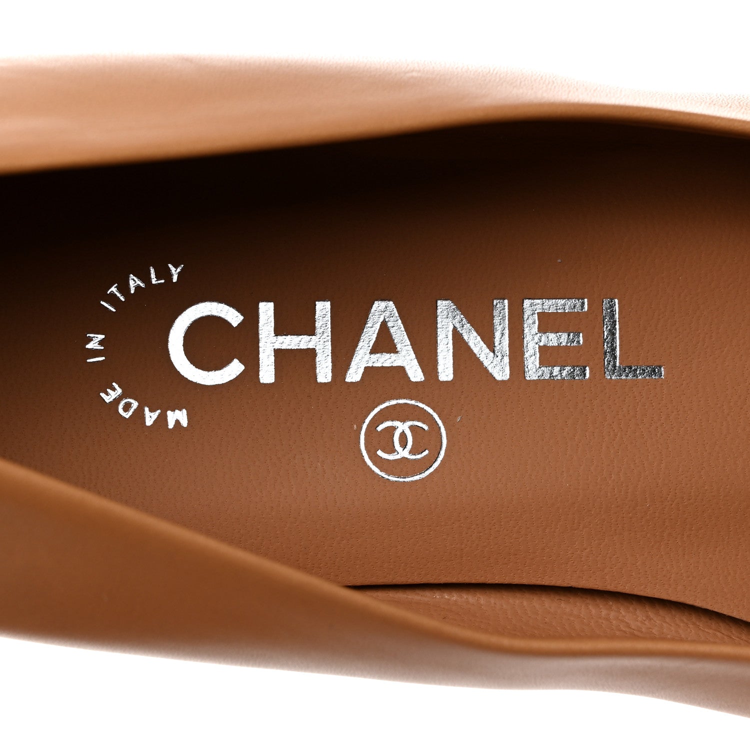 Chanel Lambskin Cap Toe Chain Ballerina Flats 37 Beige Black 6 of 9