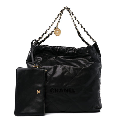 Chanel Shiny Caviar Quilted Monochrome Chanel 22 Black 1 of 11