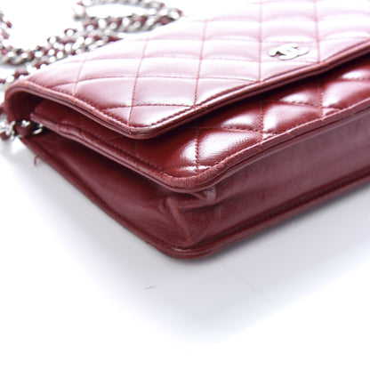Chanel Lambskin Quilted Wallet On Chain WOC Red 10 of 13