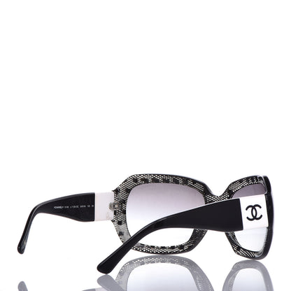 Chanel Acetate CC Lace Effect Sunglasses 5146 Black White 4 of 6