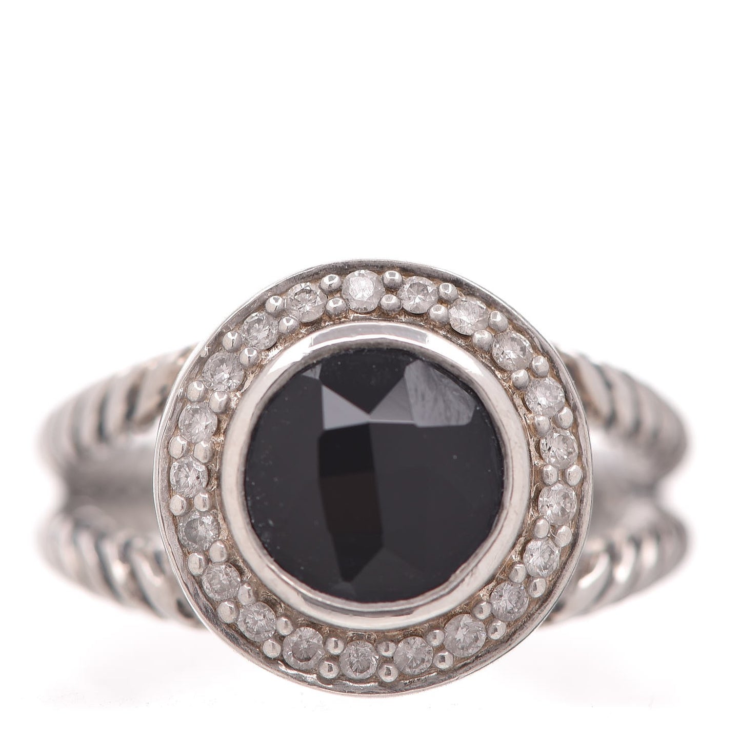 Sterling Silver Diamond Black Onyx 8mm Petite Cerise Ring 53 6.25