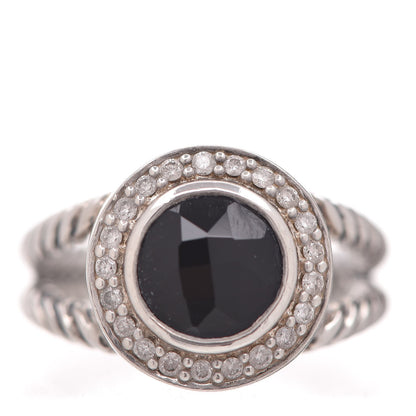 David Yurman Sterling Silver Diamond Black Onyx 8mm Petite Cerise Ring 53 6.25 1 of 5