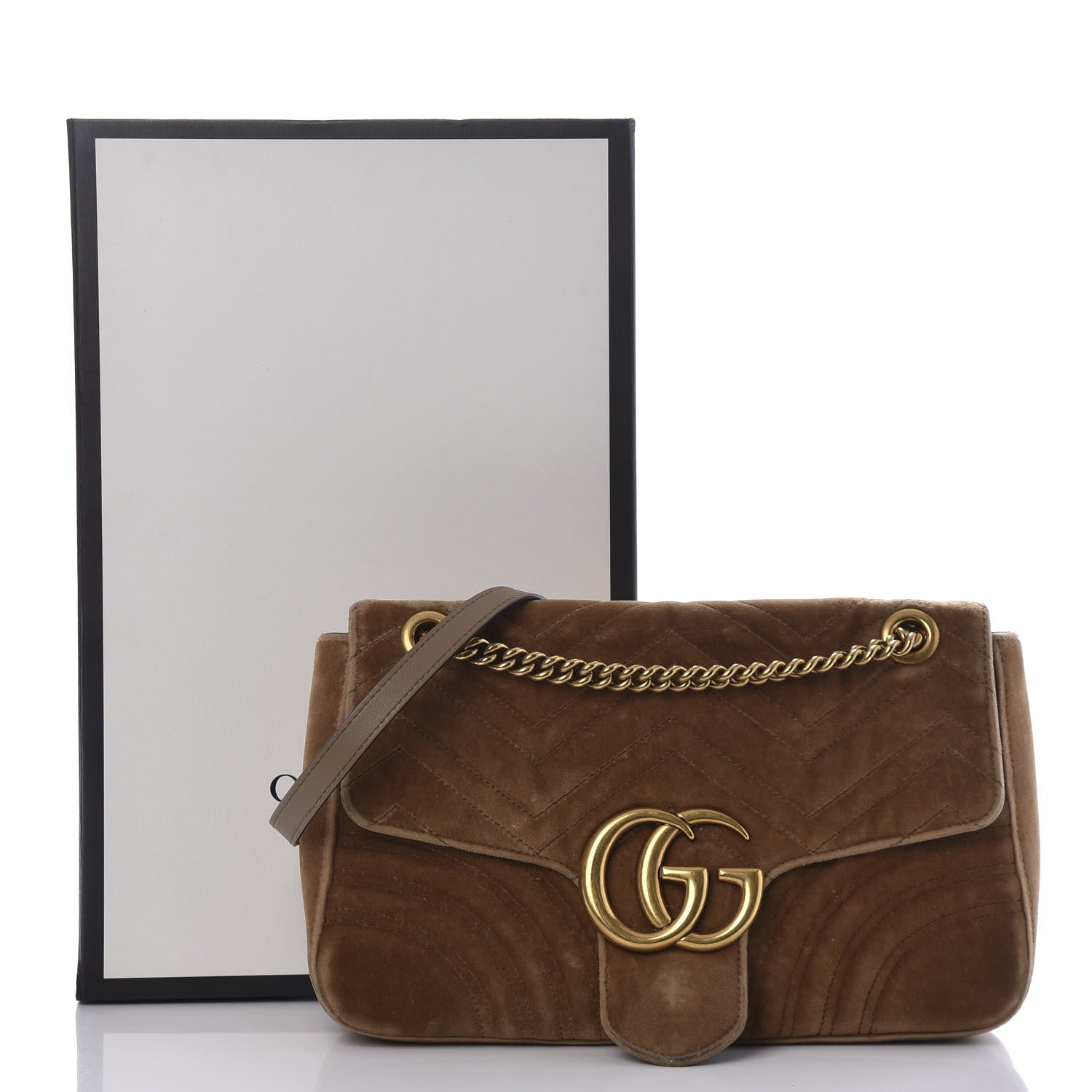 Gucci Velvet Matelasse Medium GG Marmont Shoulder Bag Taupe 13 of 13