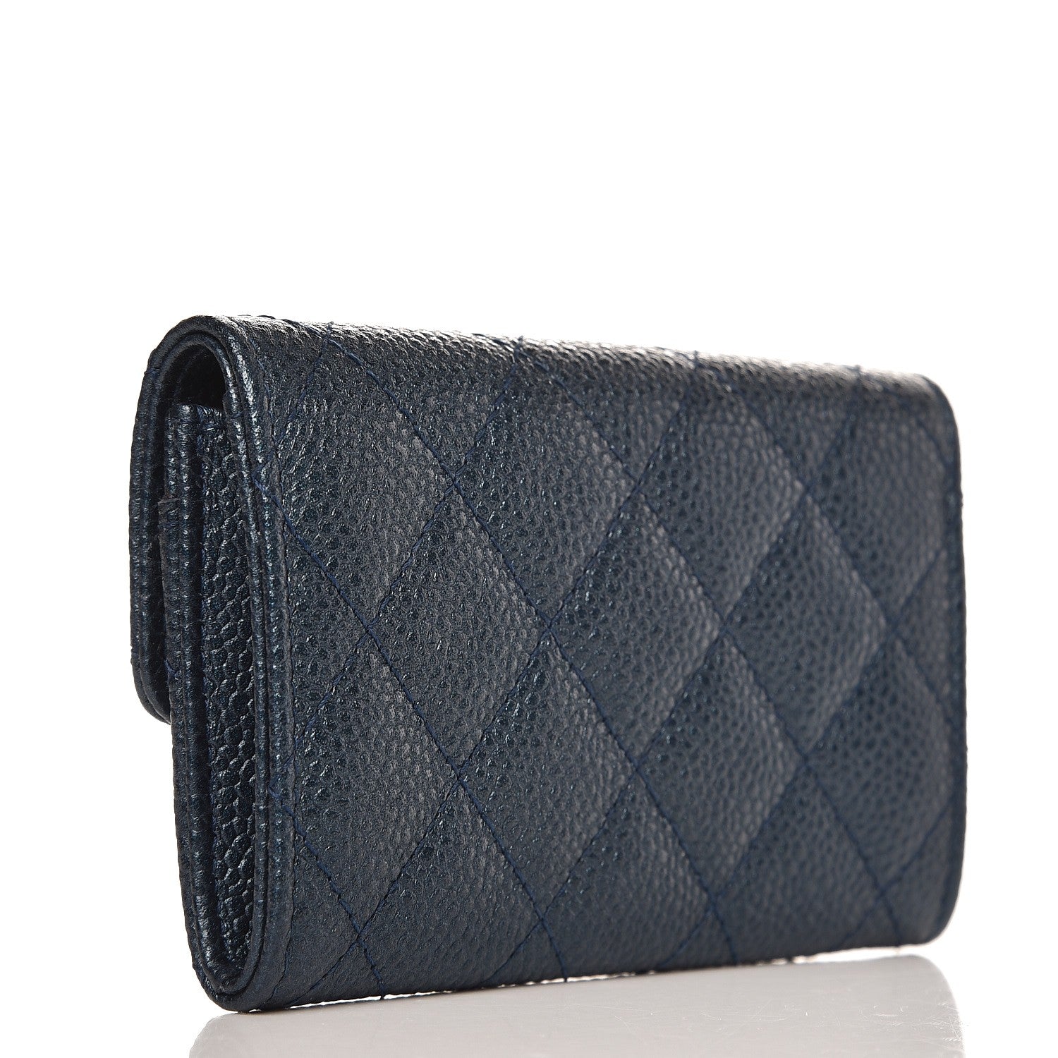 Chanel Caviar Quilted Card Holder Wallet Blue 3 of 9