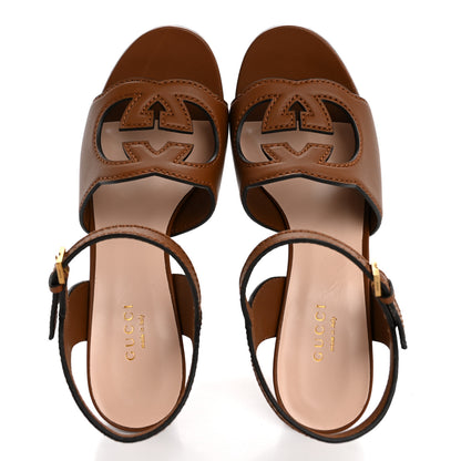 Gucci Cosmos Softy Calfskin Wooden Interlocking G Cut-Out 30/120mm Platform Sandals 37.5 Cuir 2 of 13