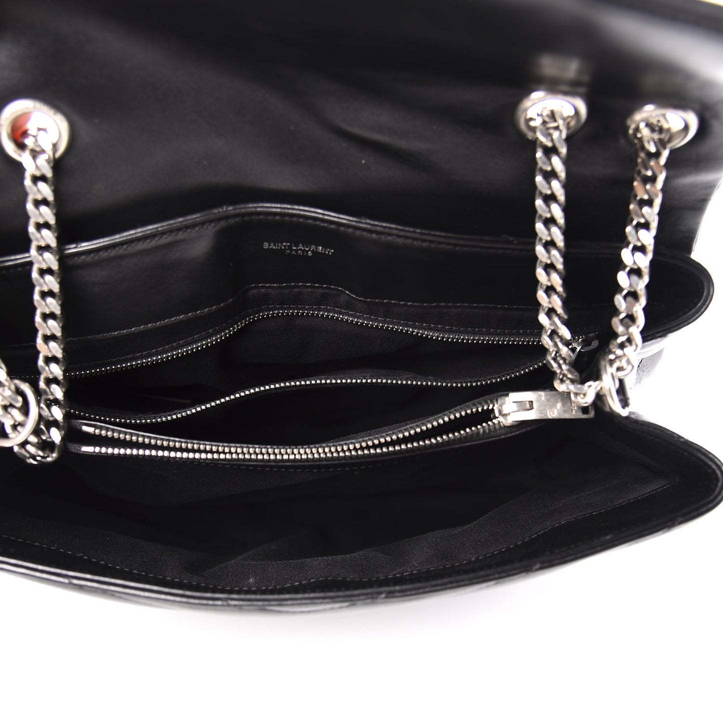 Calfskin Y Quilted Monogram Medium Loulou Chain Satchel Black