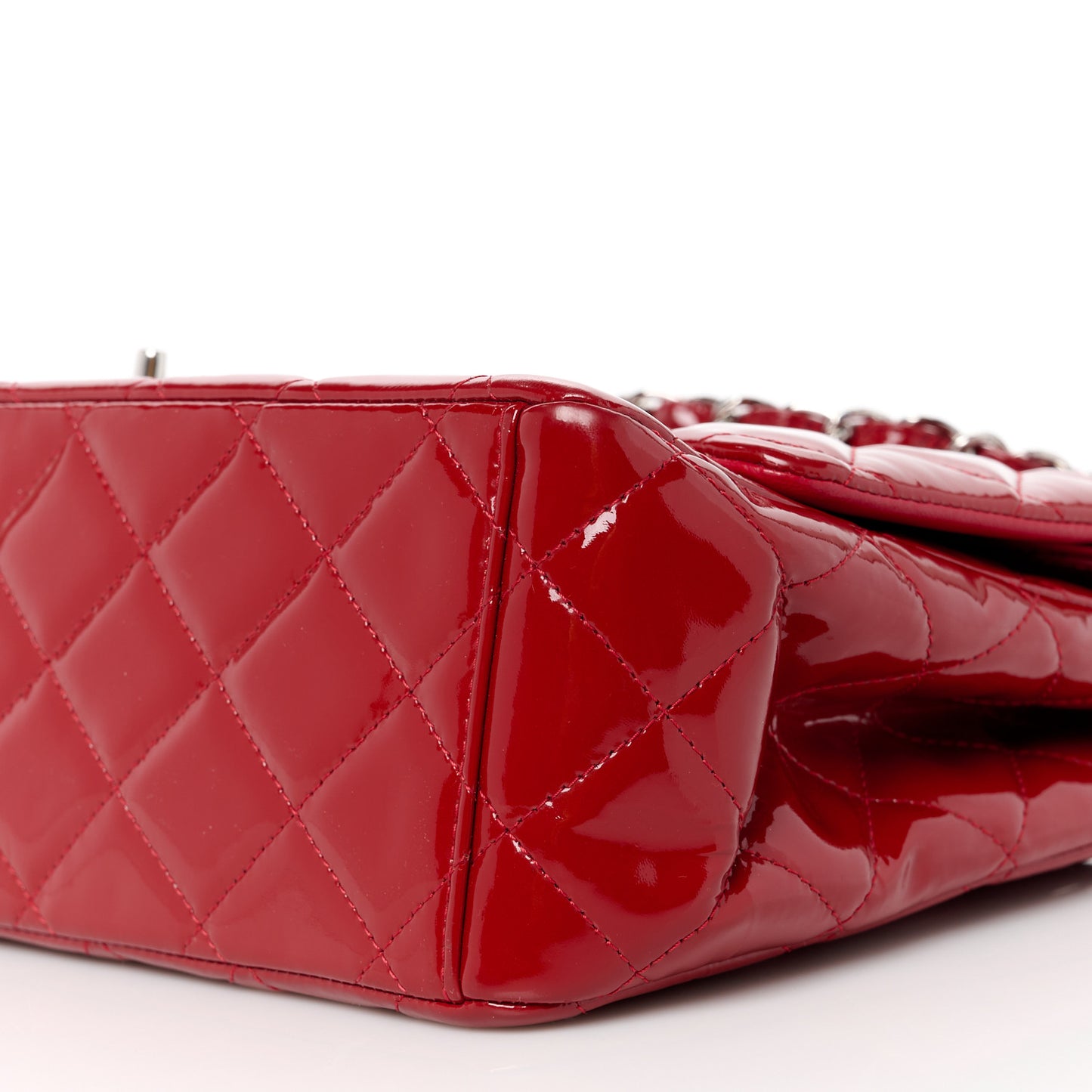 Patent Quilted Maxi Double Flap Red