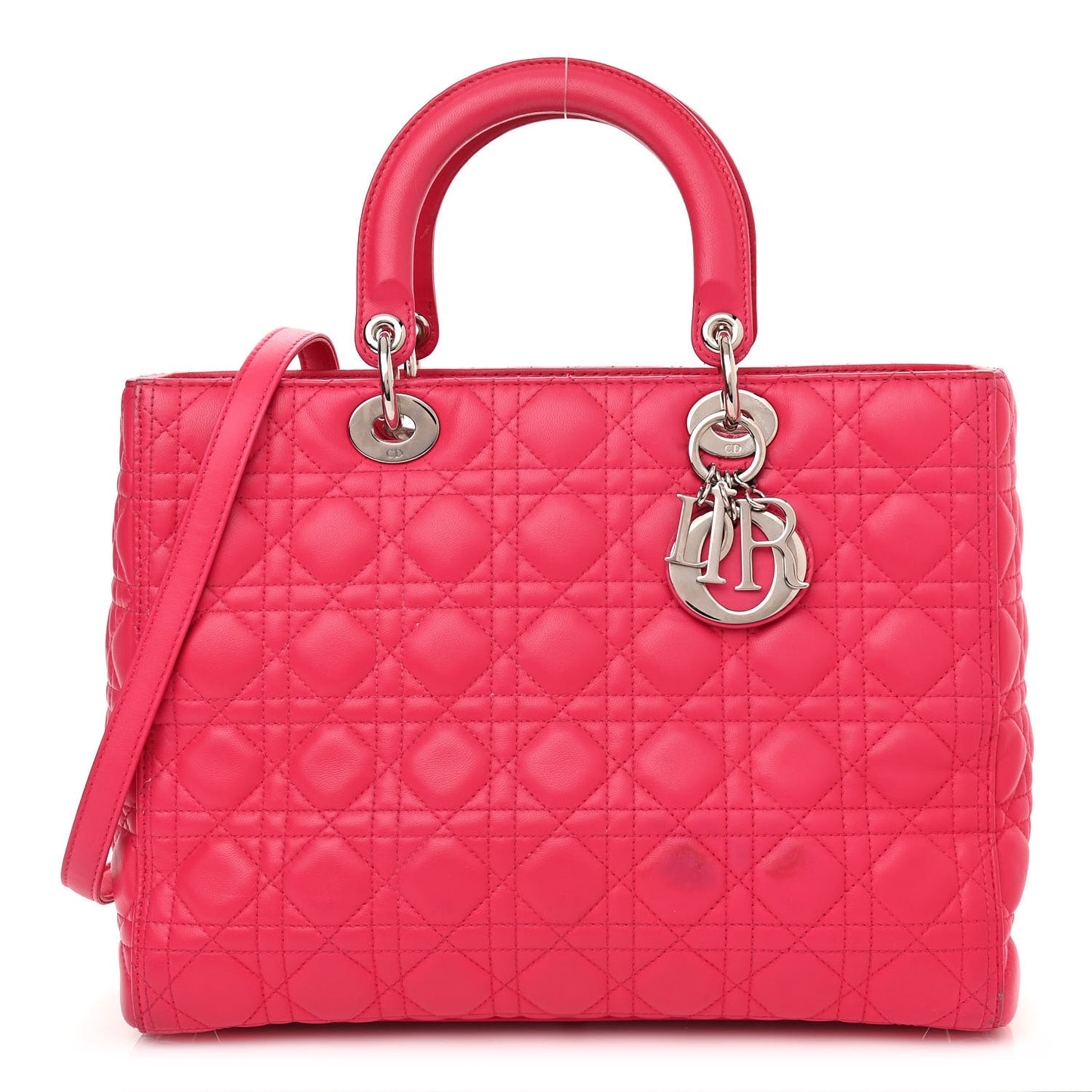 Lambskin Cannage Large Lady Dior Fuchsia