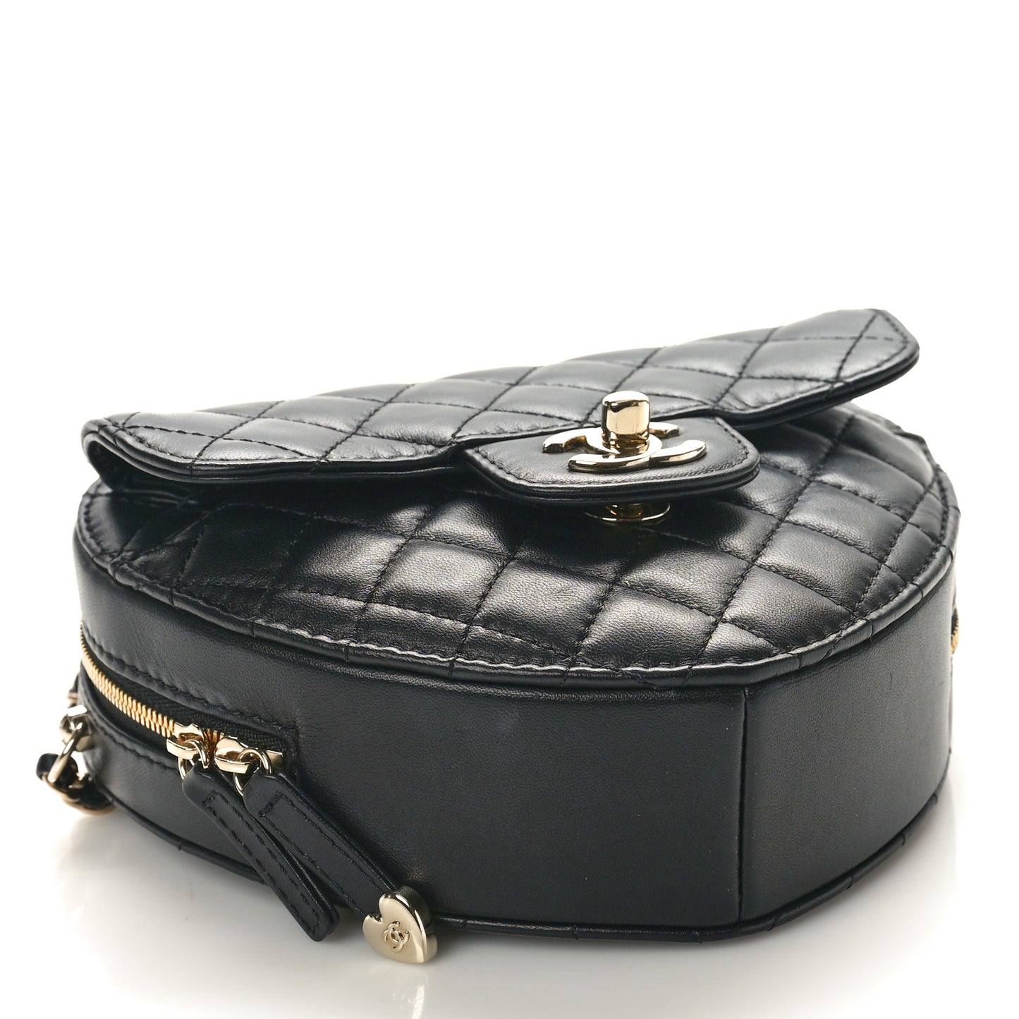 Lambskin Quilted CC In Love Heart Bag Black