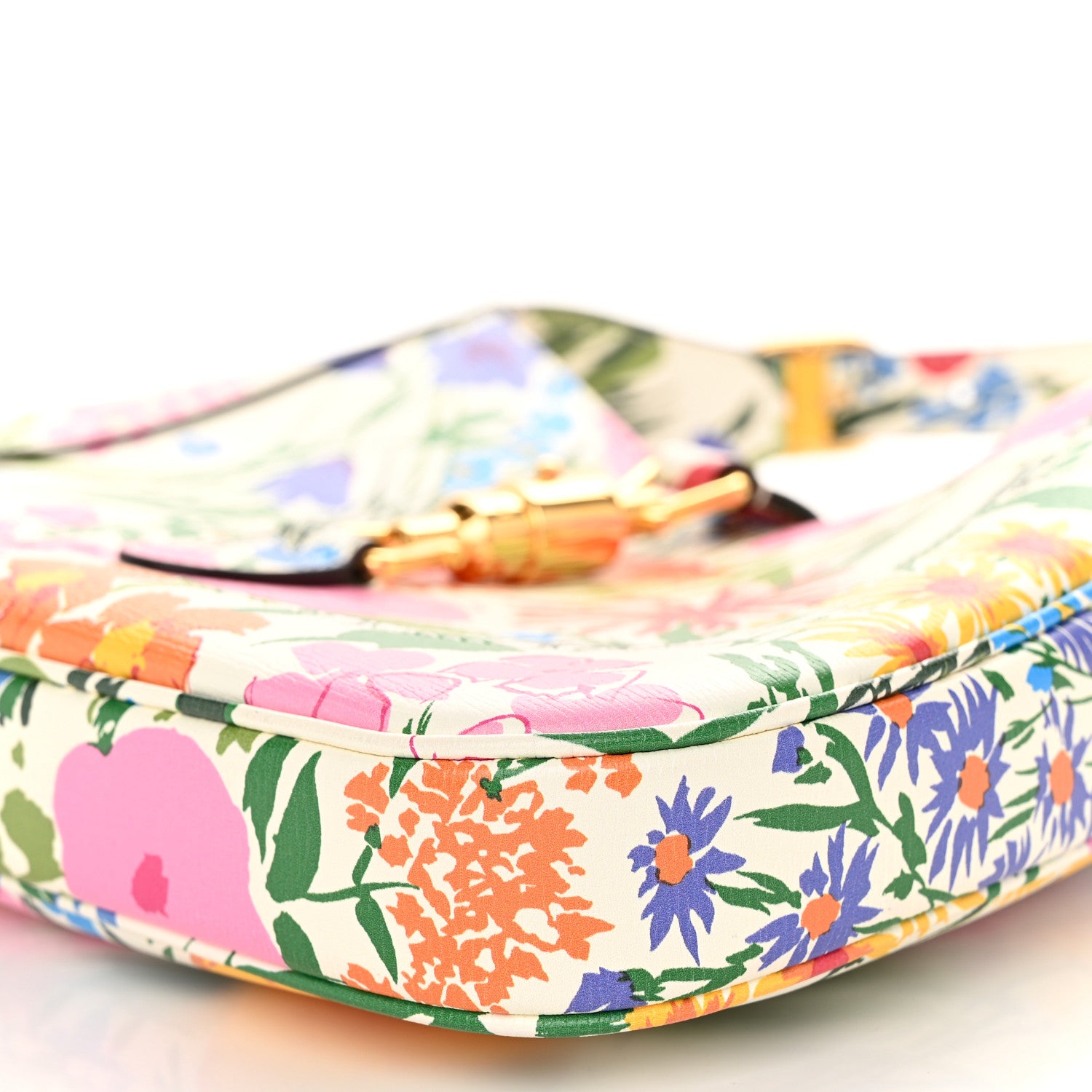 Gucci X KEN SCOTT New Shangai Calfskin Jardin D'Avril Floral Print Small Jackie 1961 Hobo Ivory Pink 10 of 11