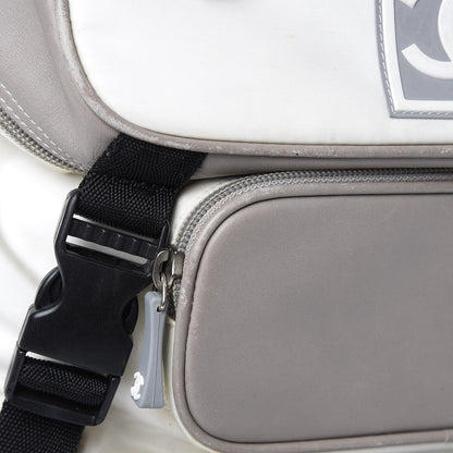 Chanel Nylon Calfskin CC Backpack White Gray 24 of 25