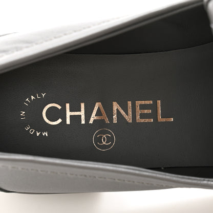 Chanel Lambskin Quilted CC Turnlock Loafers 38 Grey 6 of 7