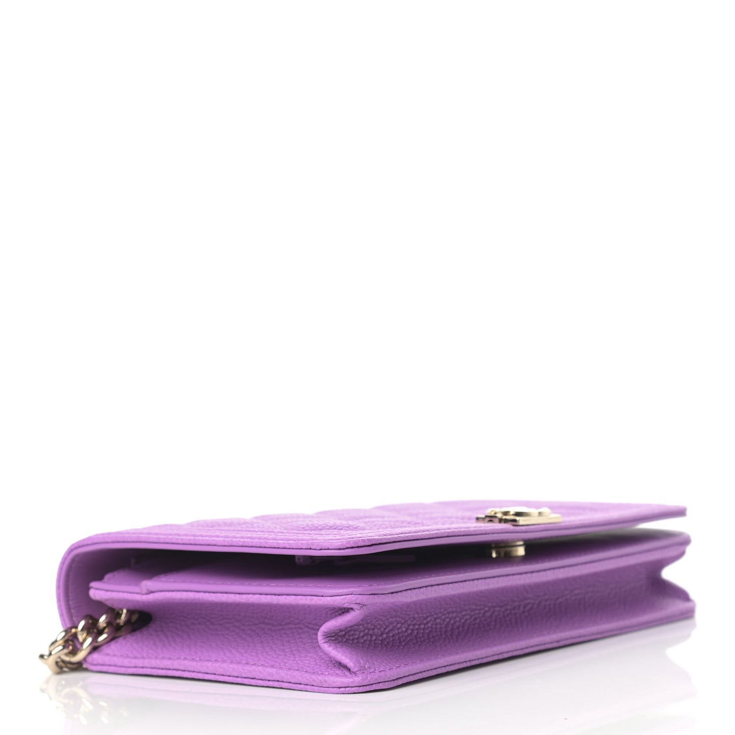 Caviar Quilted Boy Wallet On Chain WOC Purple