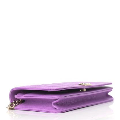 Chanel Caviar Quilted Boy Wallet On Chain WOC Purple 4 of 11