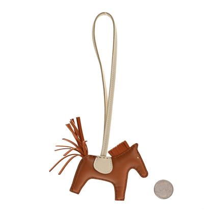 Hermes Milo Lambskin Grigri Rodeo Horse Bag Charm PM Craie Gold Pain D'epice Epice 2 of 5