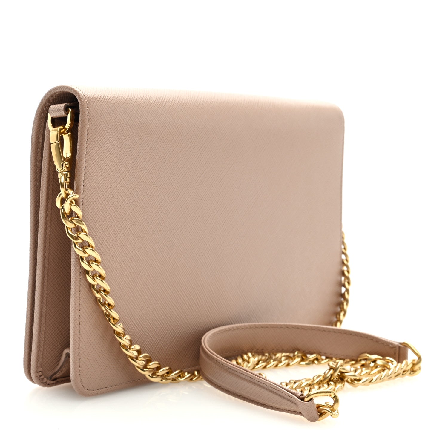 Prada Saffiano Lux Metal Logo Mini Flap Chain Shoulder Bag Cammeo 4 of 10