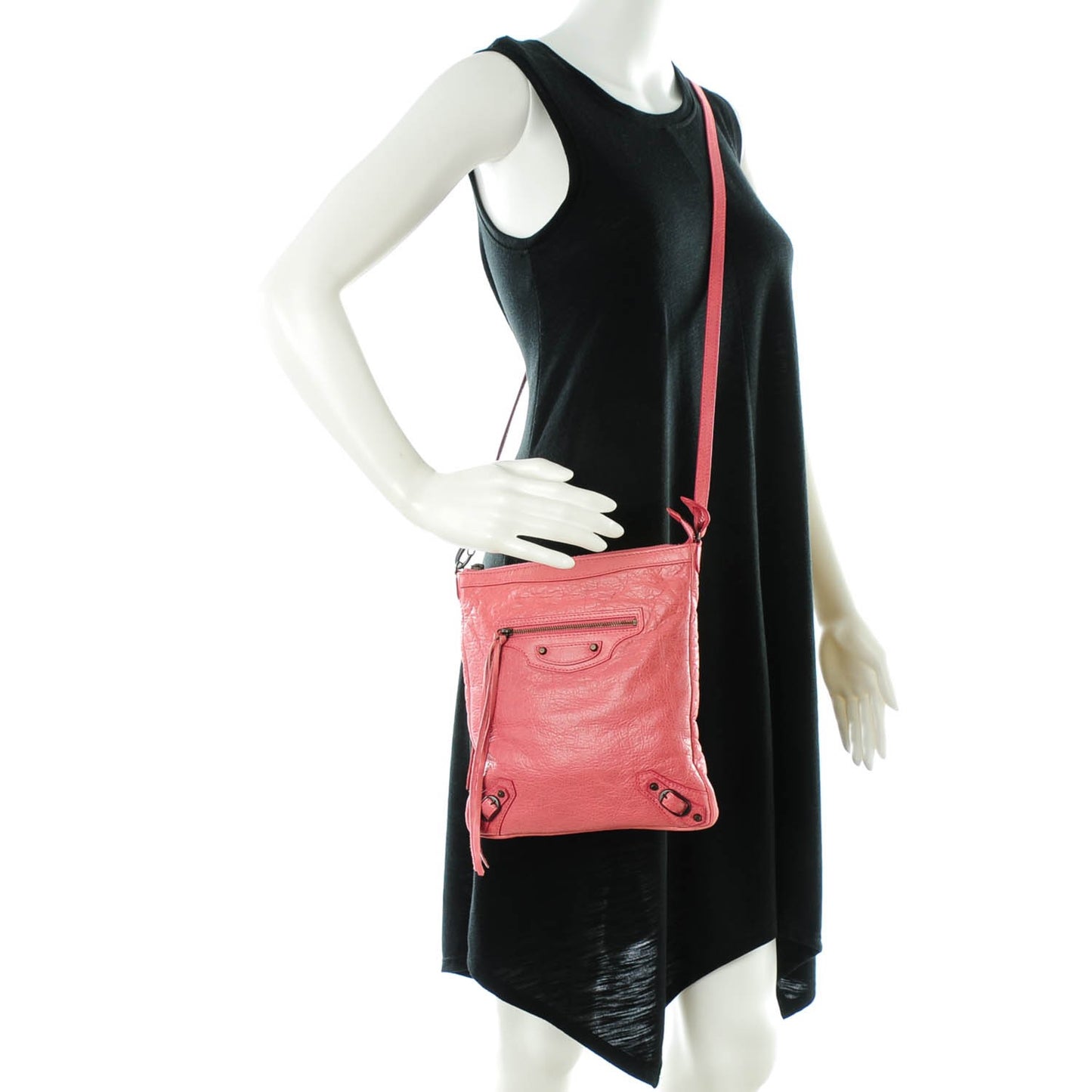 Agneau Classic Hardware Flat Crossbody Rose Bonbon