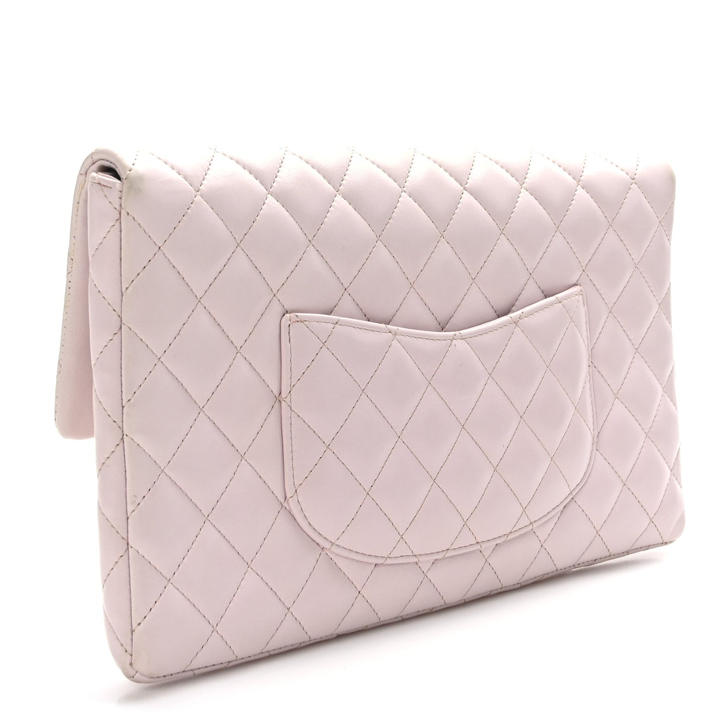 Lambskin Quilted Flap Clutch Light Pink