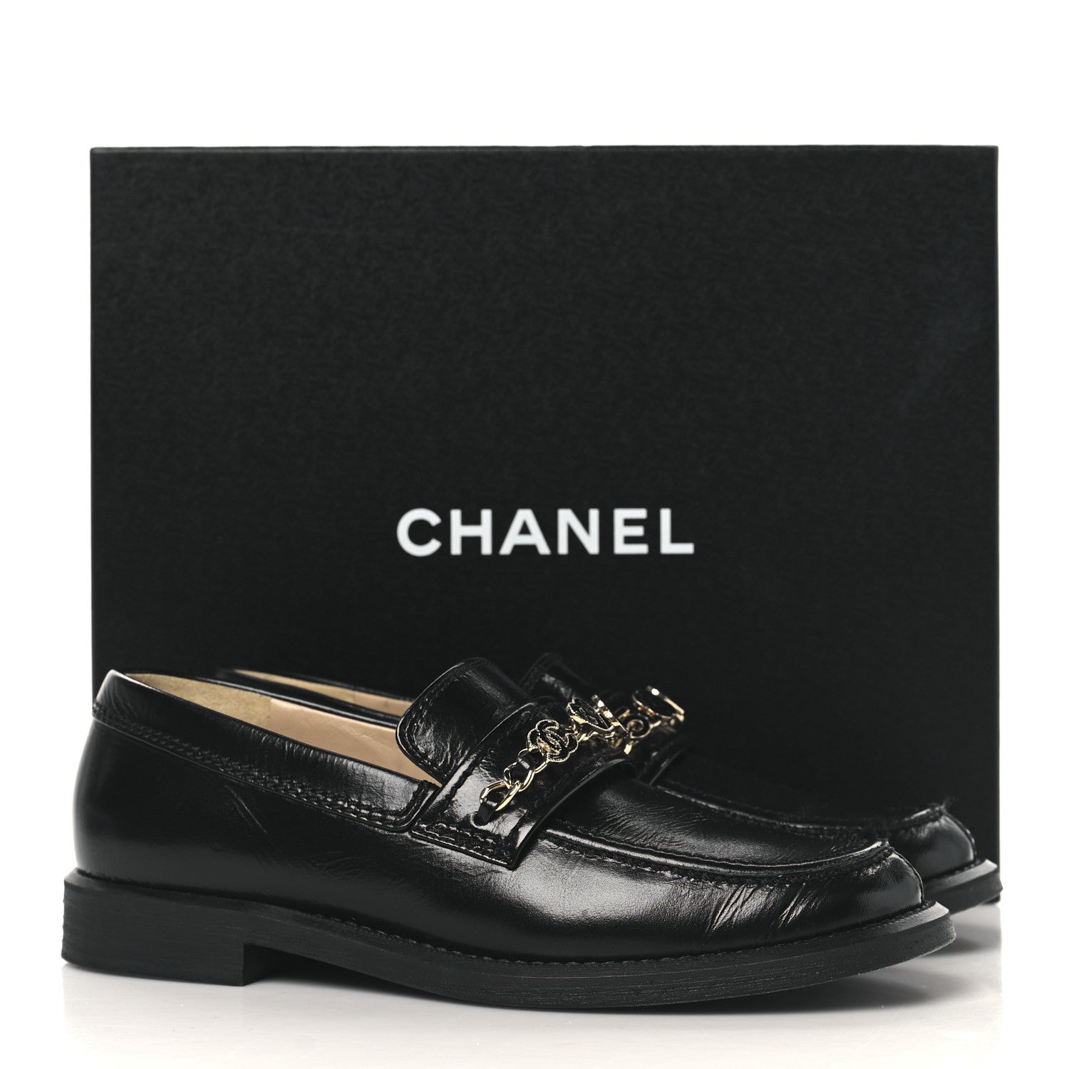 Chanel Calfskin Enamel Charms Mocassin Loafers 38 Black 10 of 10