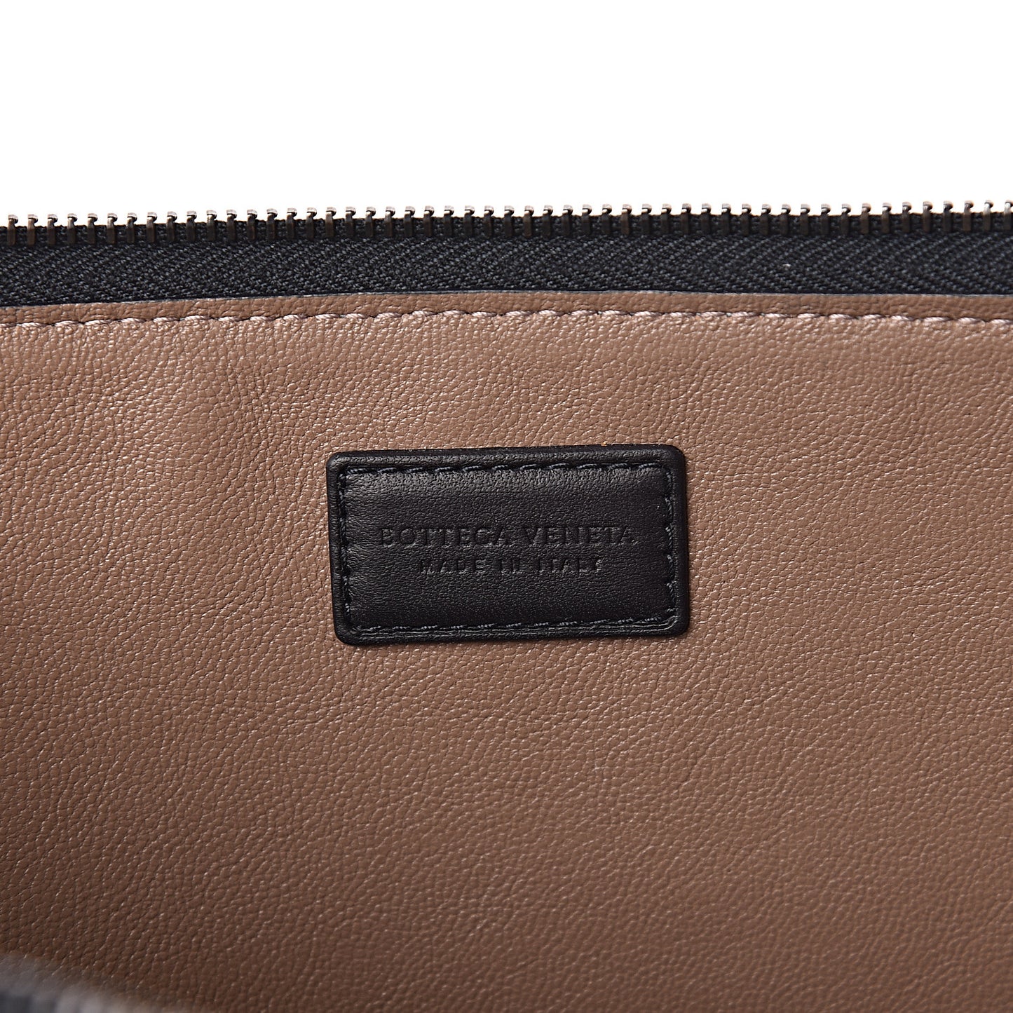 Nappa Intrecciato Flat Zip Pouch Light Blue Black