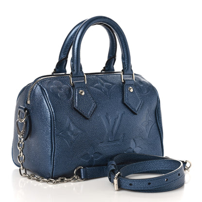 Louis Vuitton Metallic Empreinte Monogram Giant Speedy Bandouliere 20 Navy Nacre 3 of 8
