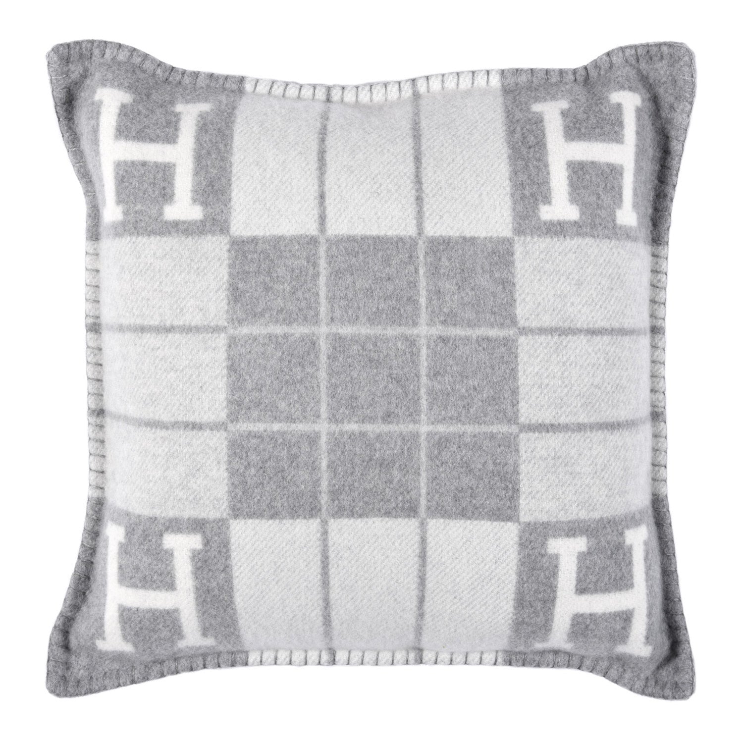 Hermes Wool Cashmere Avalon III Pillow PM Ecru Gris Clair 1 of 5