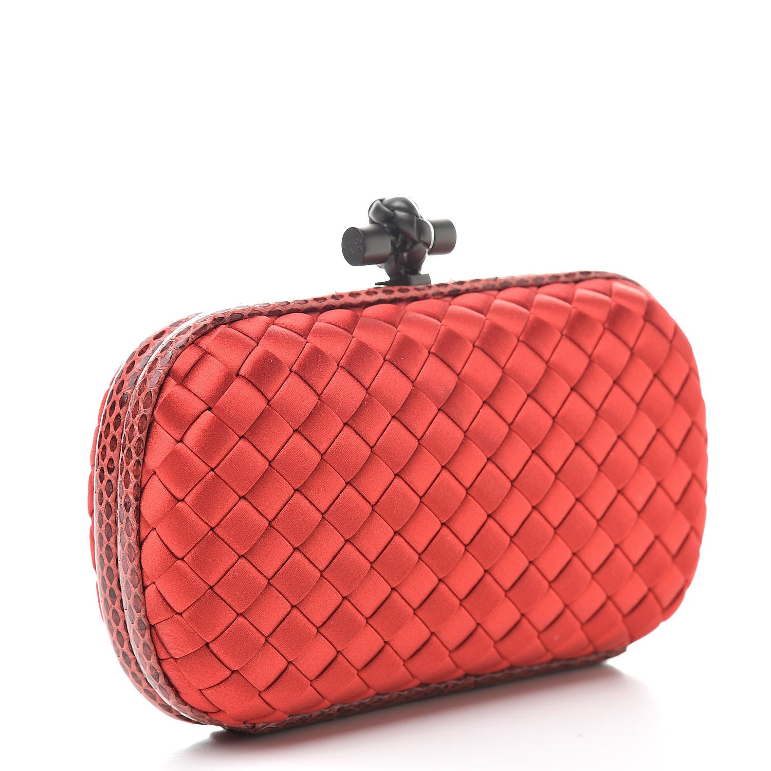 Bottega Veneta Satin Intreccio Impero Ayers Knot Clutch Red 3 of 6