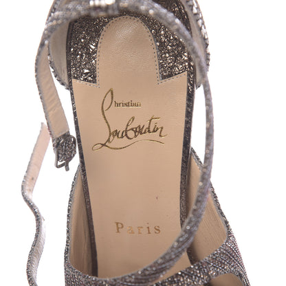Christian Louboutin Kid Lame Glitter Specchio Mira Bella 120 Sandals 40 Roche 6 of 8