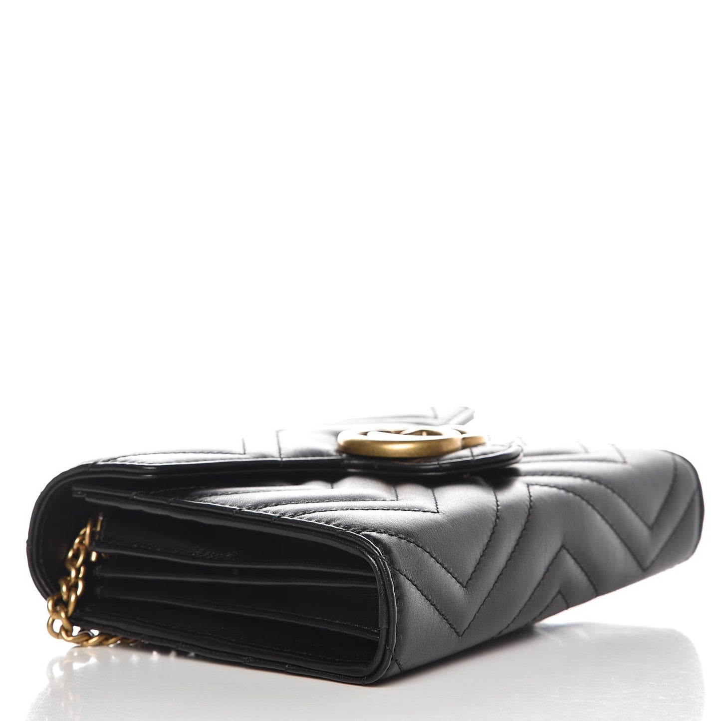 Calfskin Matelasse GG Marmont Chain Wallet Black