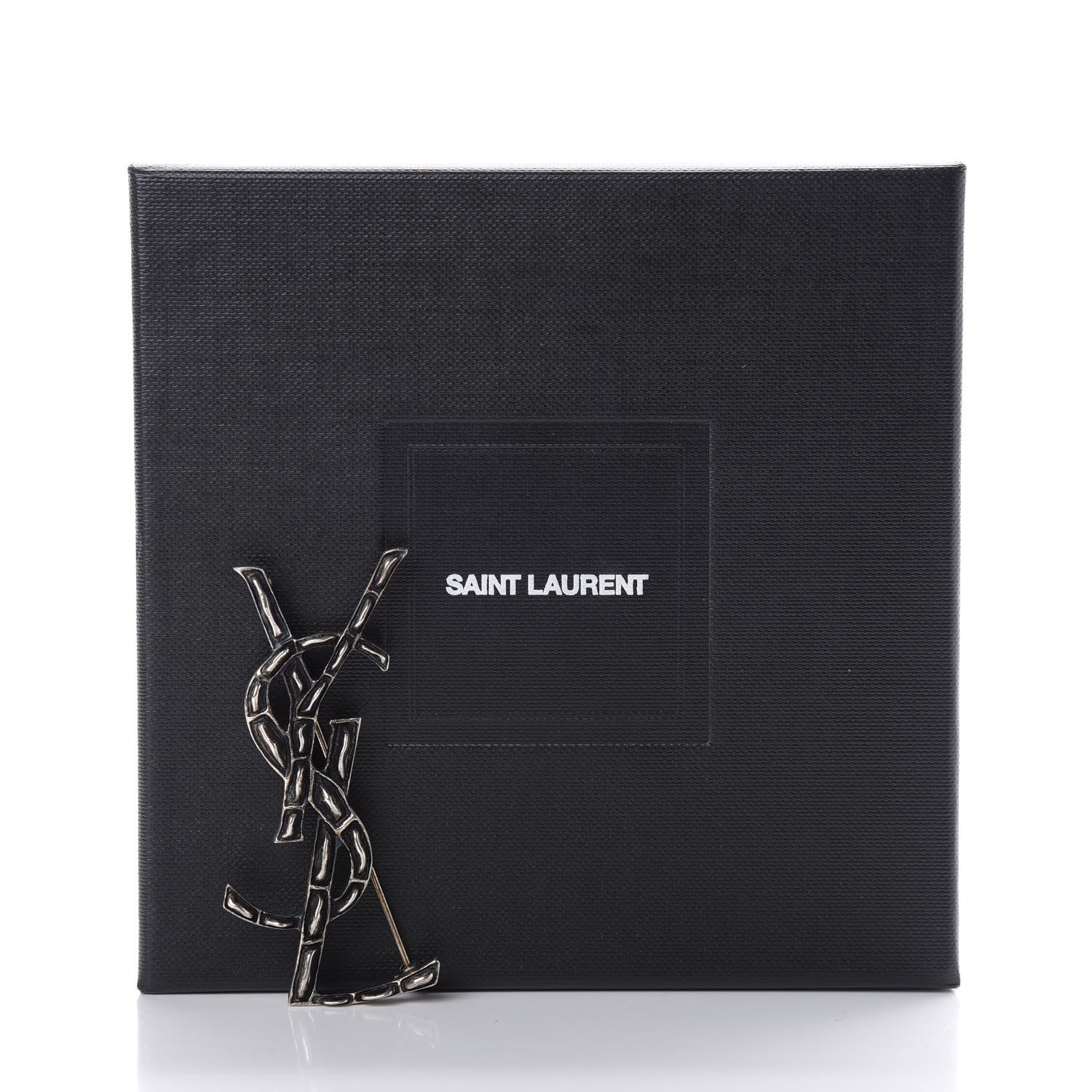 Saint Laurent Monogram Crocodile Opyum Brooch Silver 4 of 4