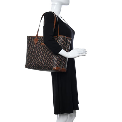 Versace Coated Canvas Calfskin La Greca Signature Shopper Tote Bag Black Caramel 2 of 10