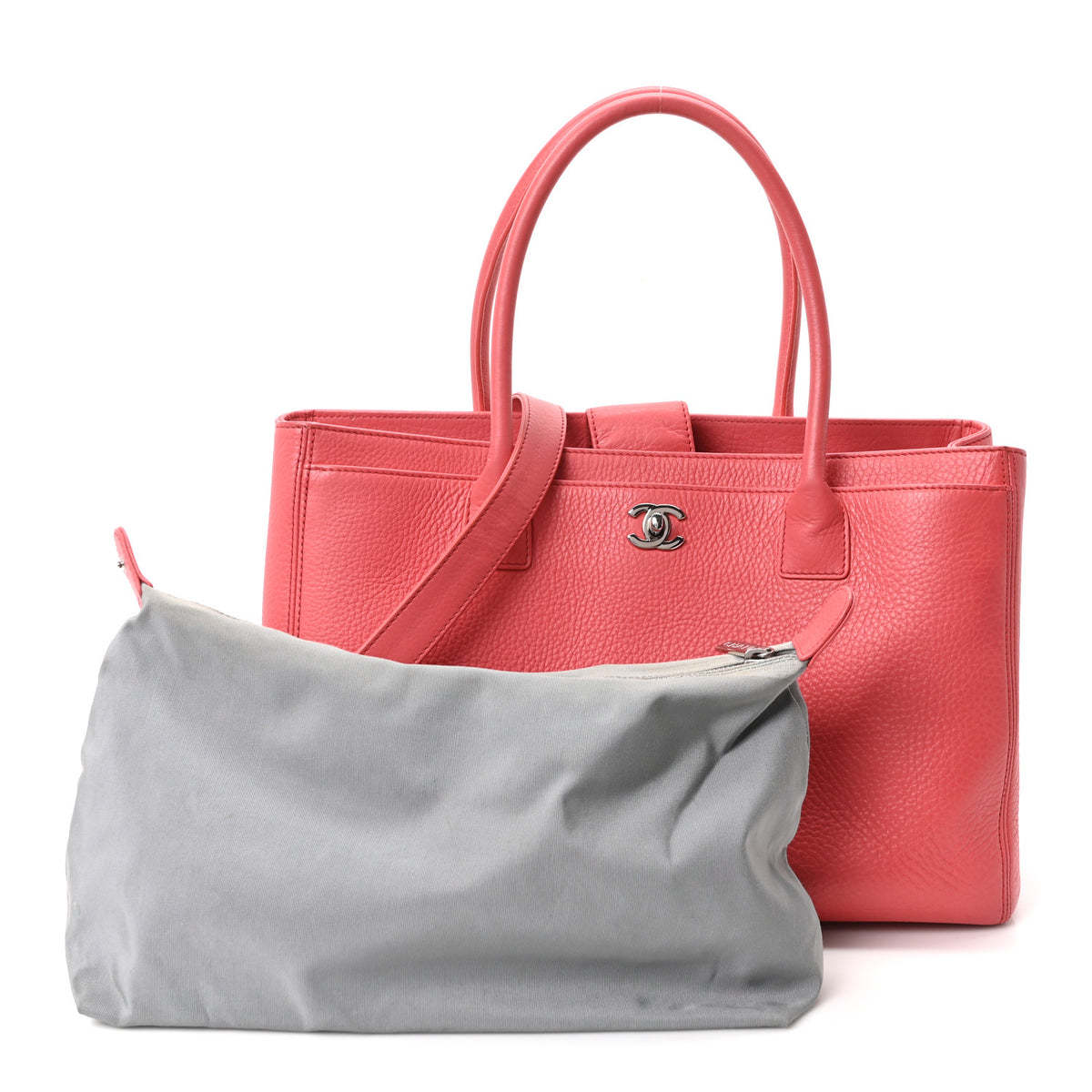 Chanel Calfskin Cerf Executive Shopper Tote Coral 3 of 11