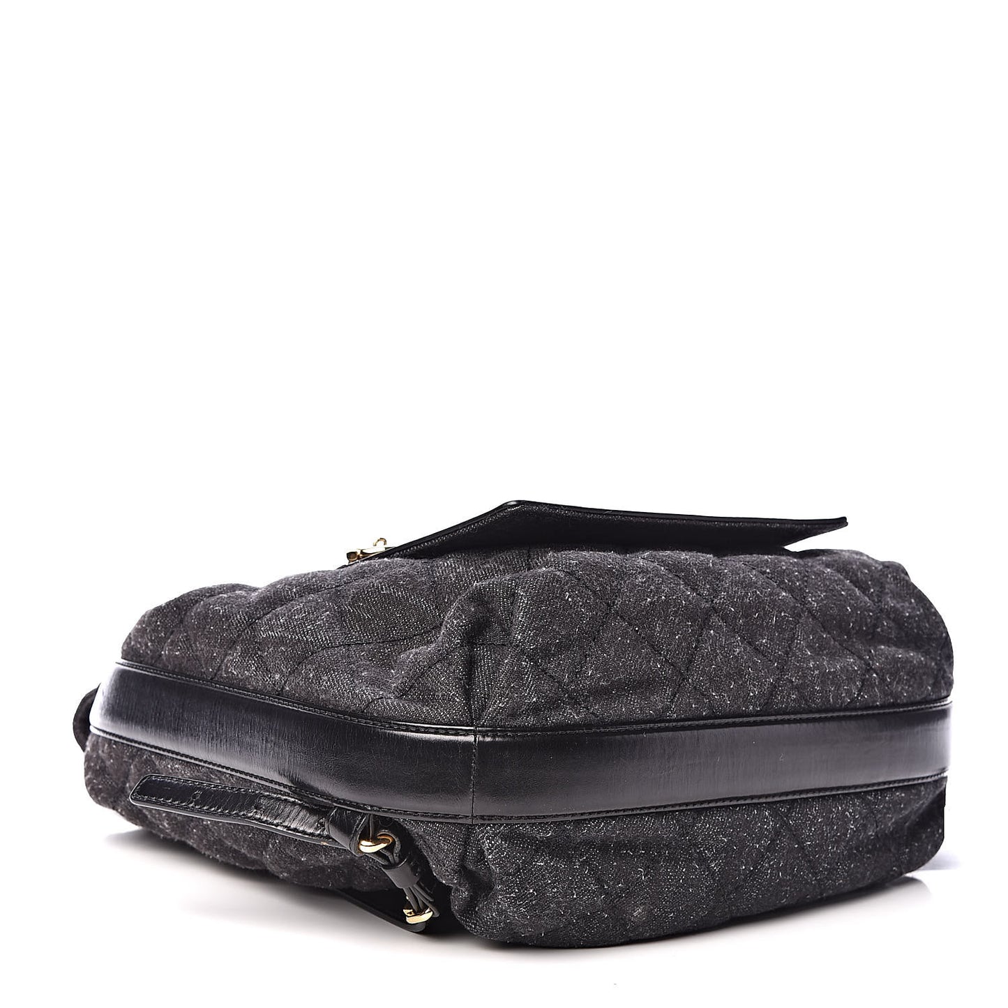 Denim Calfskin Quilted Backpack Dark Grey Black