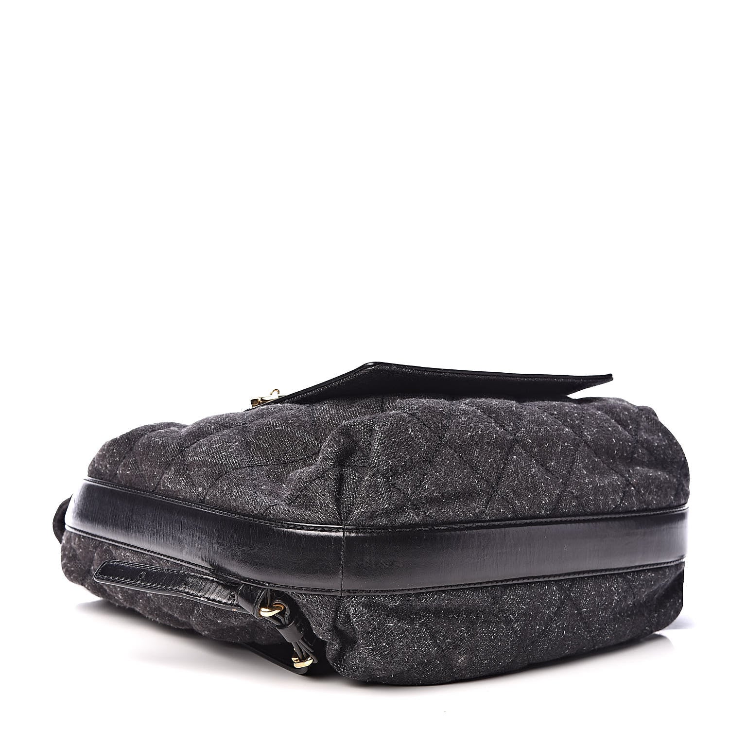 Chanel Denim Calfskin Quilted Backpack Dark Grey Black 4 of 11