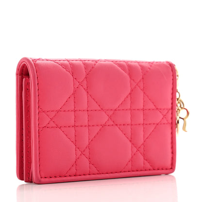 Christian Dior Lambskin Cannage Small Lady Dior Flap Card Holder Fuchsia 3 of 9