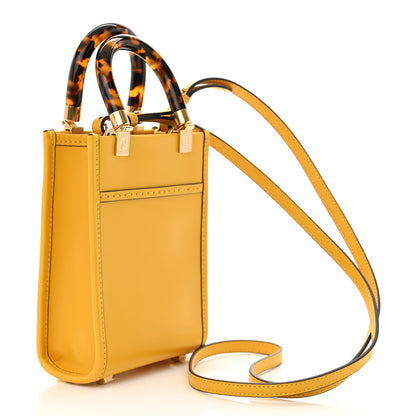 Fendi Vitello King Plexiglass Logo Embossed Mini Fendi Sunshine Shopper Tote Mimosa 3 of 11