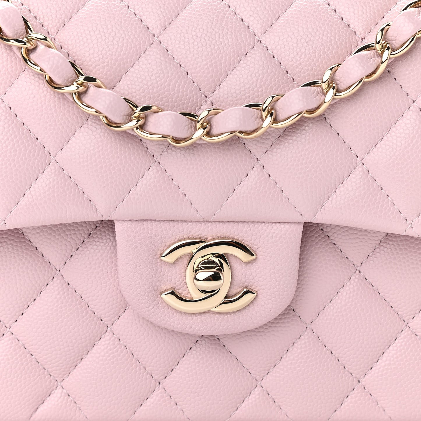 Caviar Quilted Small Double Flap Light Pink