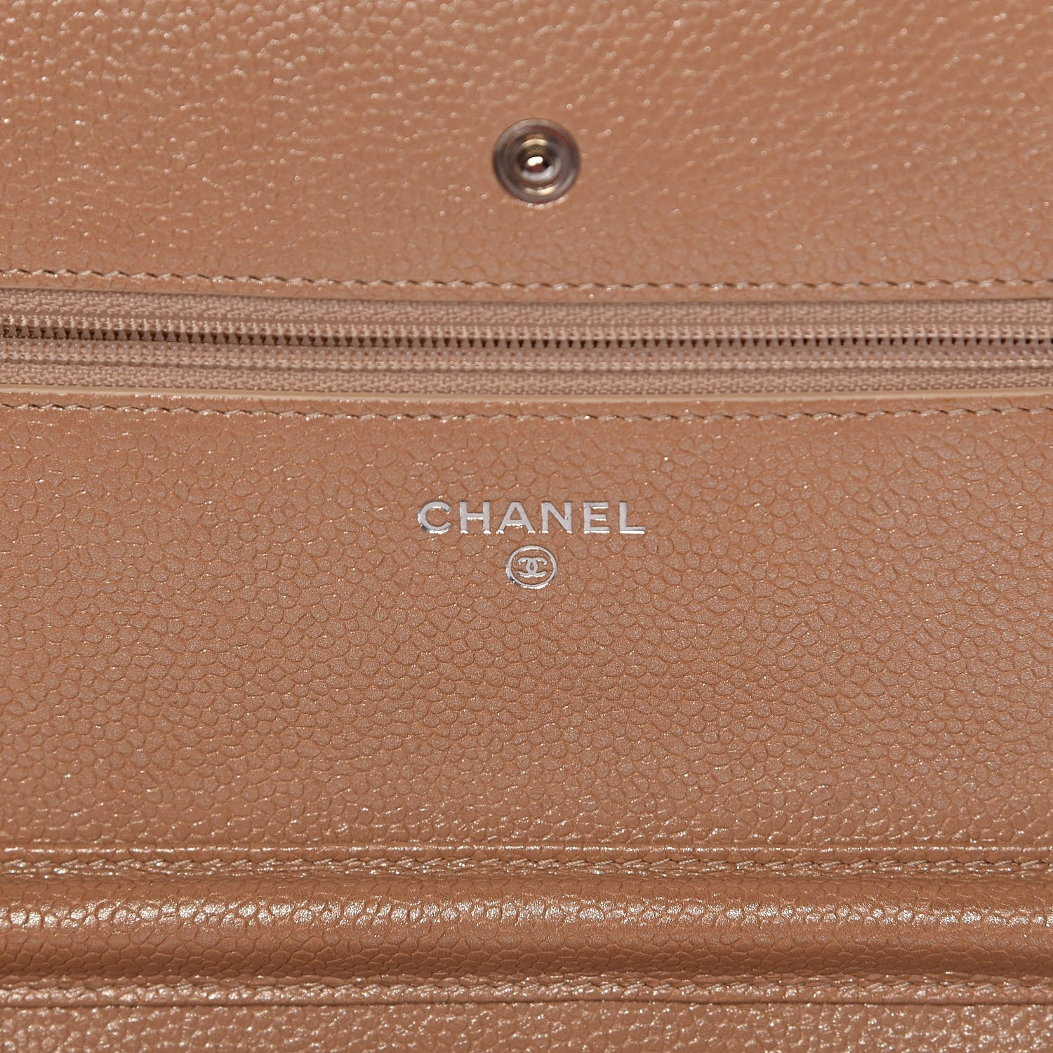 Chanel Pearly Caviar Quilted Wallet On Chain WOC Dark Beige 6 of 13
