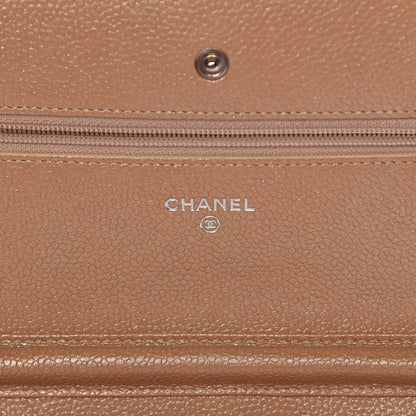 Chanel Pearly Caviar Quilted Wallet On Chain WOC Dark Beige 6 of 13