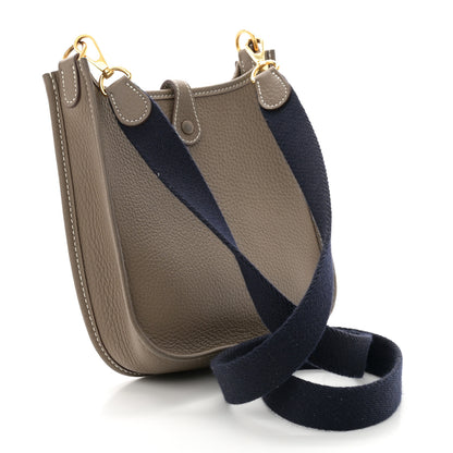 Hermes Taurillon Clemence Amazone Evelyne TPM Etoupe Bleu Indigo 3 of 10