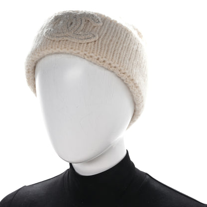 Chanel Cashmere Silk CC Beanie Hat Beige Ecru 2 of 7