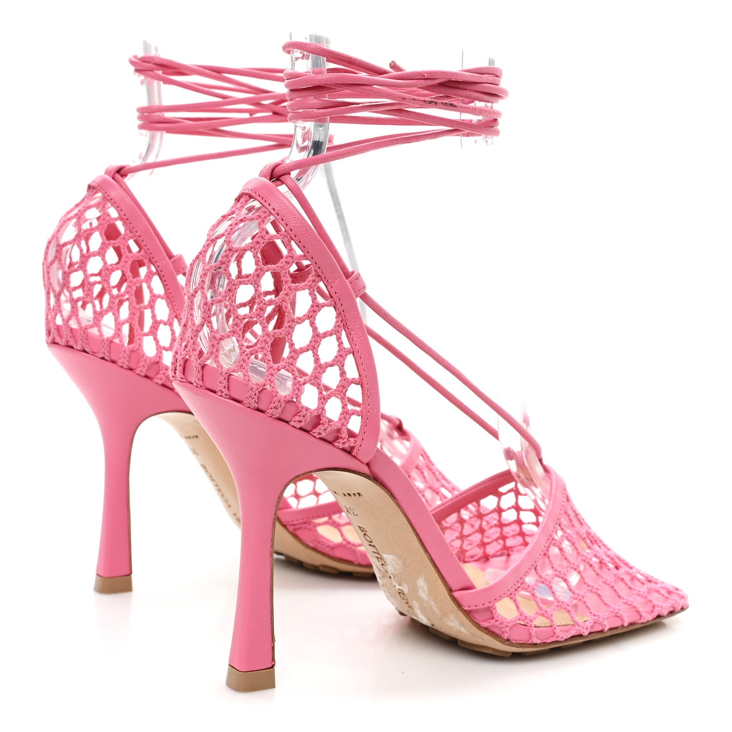 Bottega Veneta Mesh Nappa Stretch Ankle Tie 90mm Sandals 37 Azalea 5 of 8